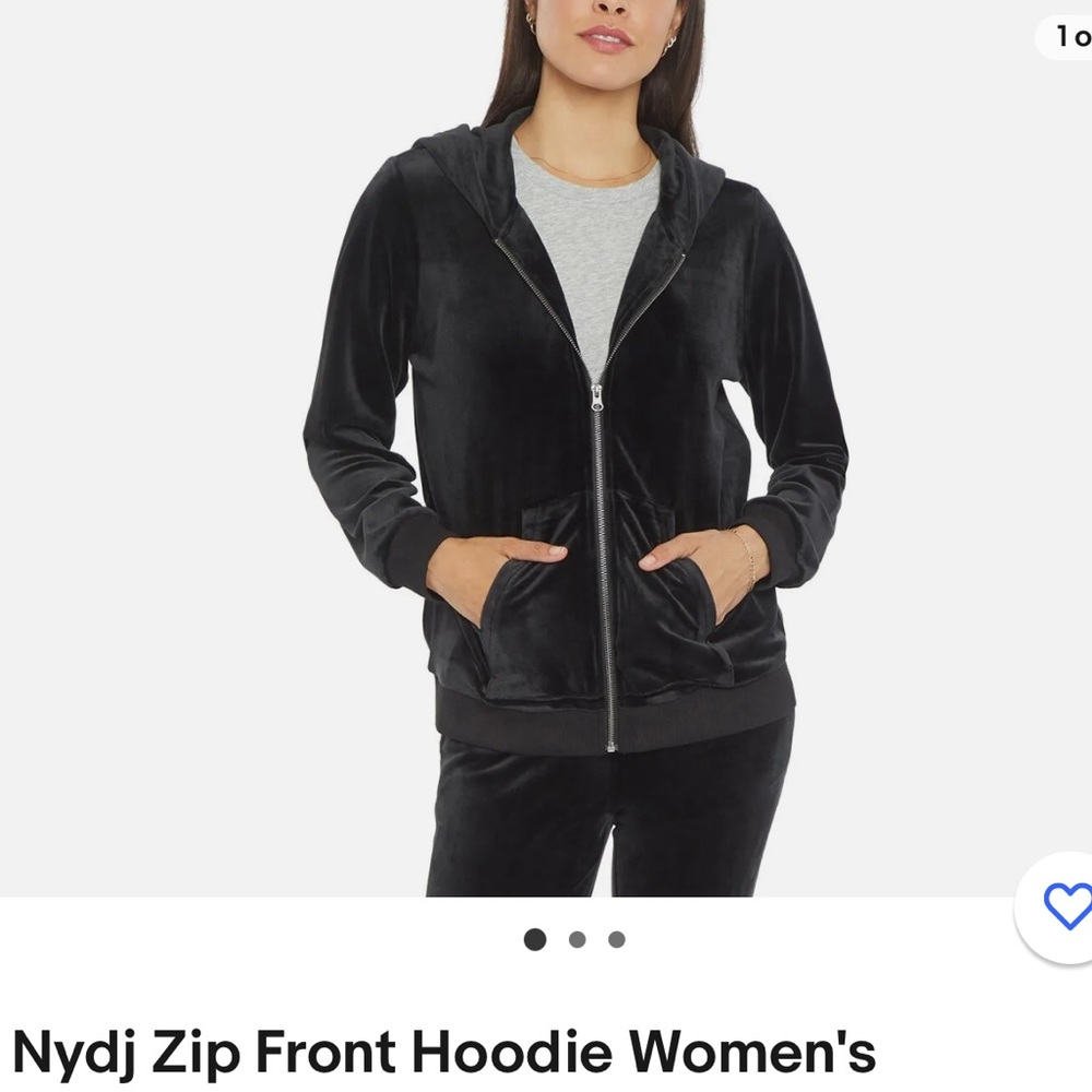 NEW NYDJ Velour Black Zip-Up Hoodie Size M *Still in package*